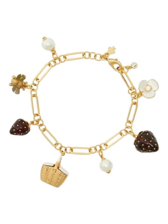 kate spade Jewelry - Kate Spade Picnic Gold-Tone Strawberry, Pearl & Flower Charm Bracelet ($148!)